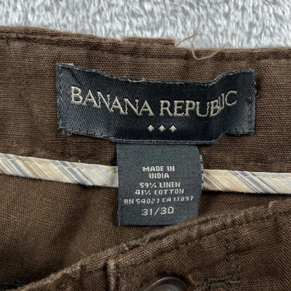 Vintage Banana Republic Pants Mens 31x30 Relaxed Straight Brown Linen Blend